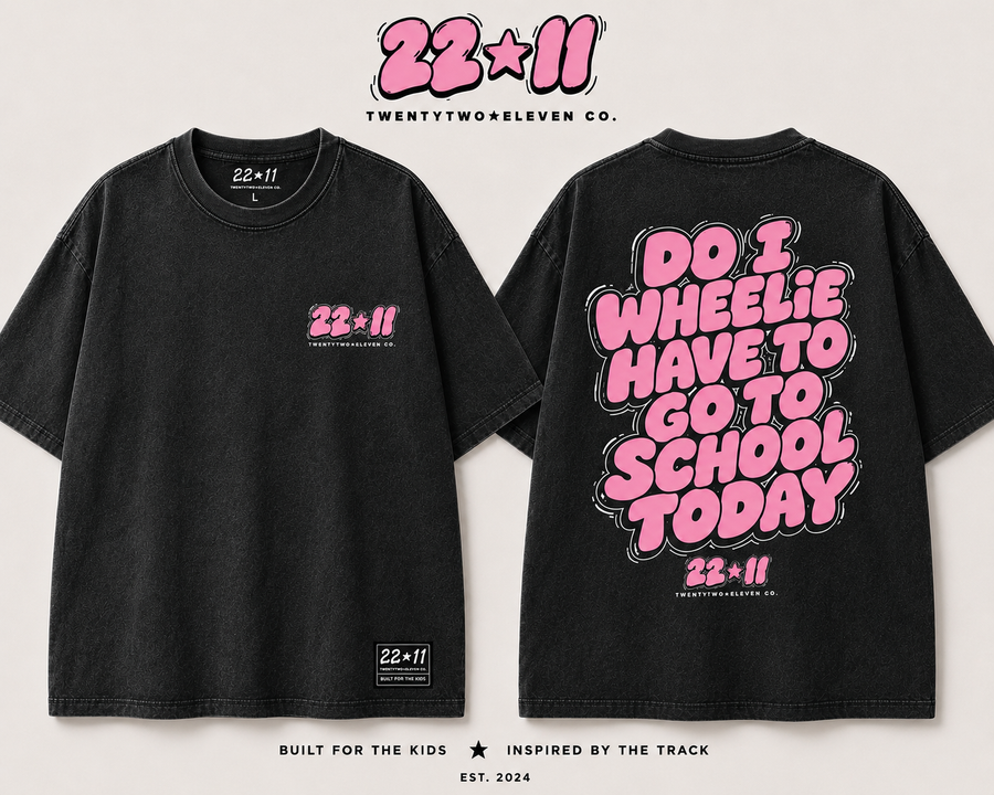 Wheelie School Tee-Pink